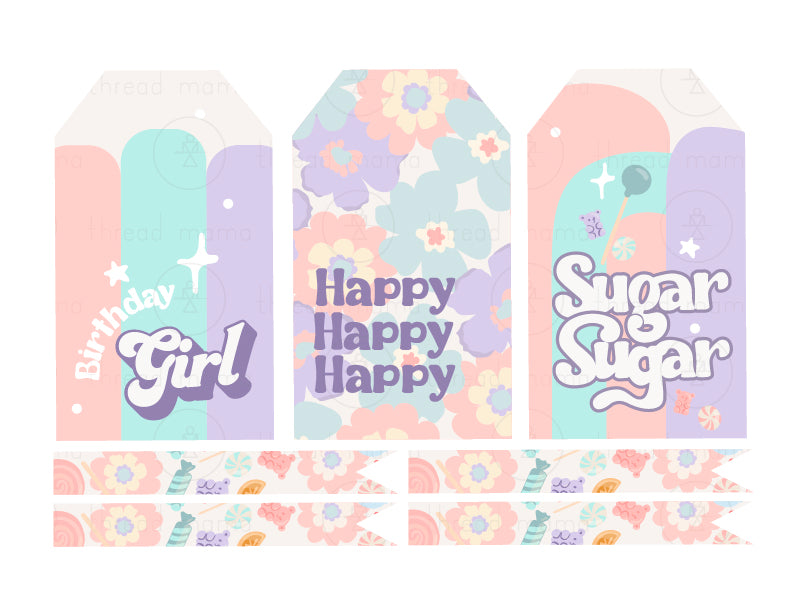 Sugar Birthday Party Tags & Flags