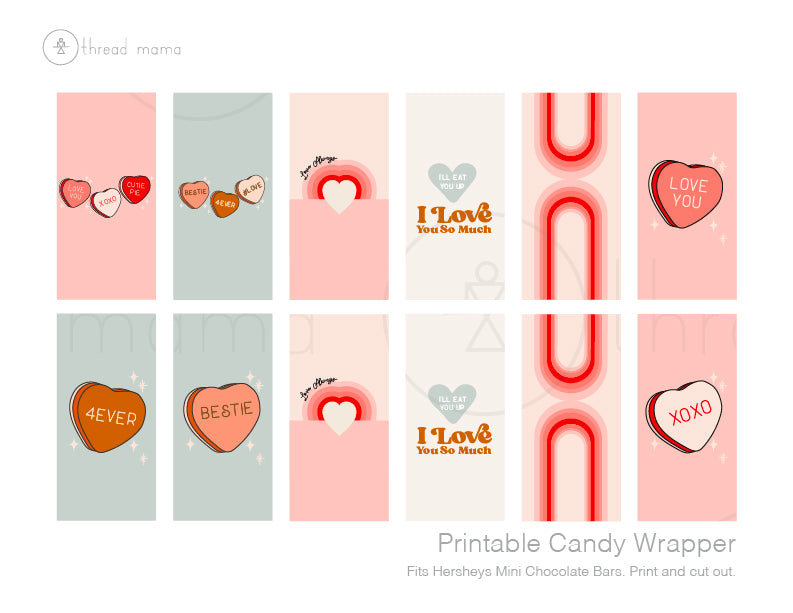 Valentine's Candy Wrappers (Both Large and Small)