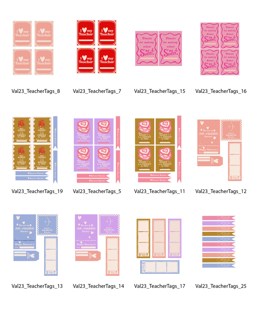Valentine's Teacher Tags - (Vol.4)