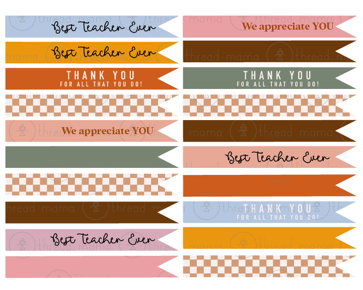 Teacher Appreciation Gift Tags for Washi Tape