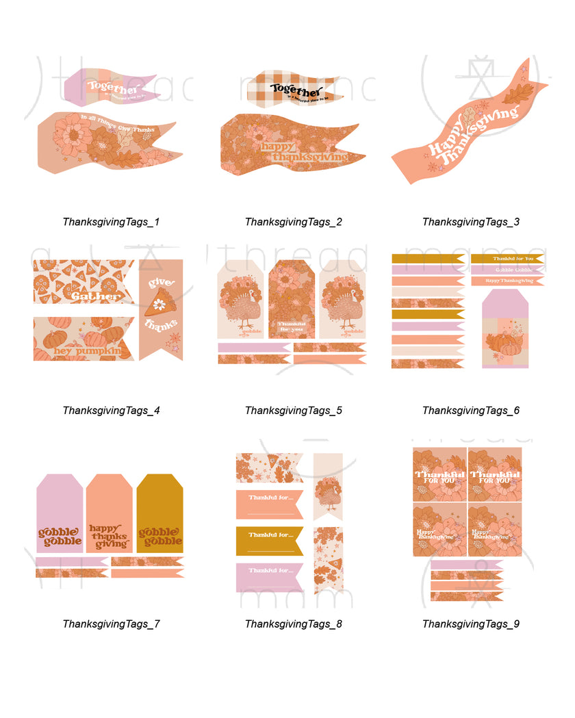 Thanksgiving Tags & Cookie Box Artwork - (Vol.2)