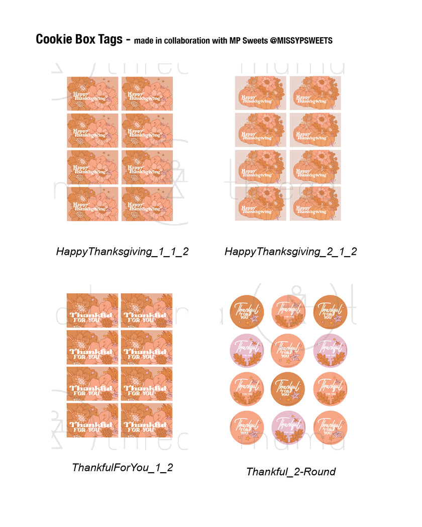 Thanksgiving Tags & Cookie Box Artwork - (Vol.2)