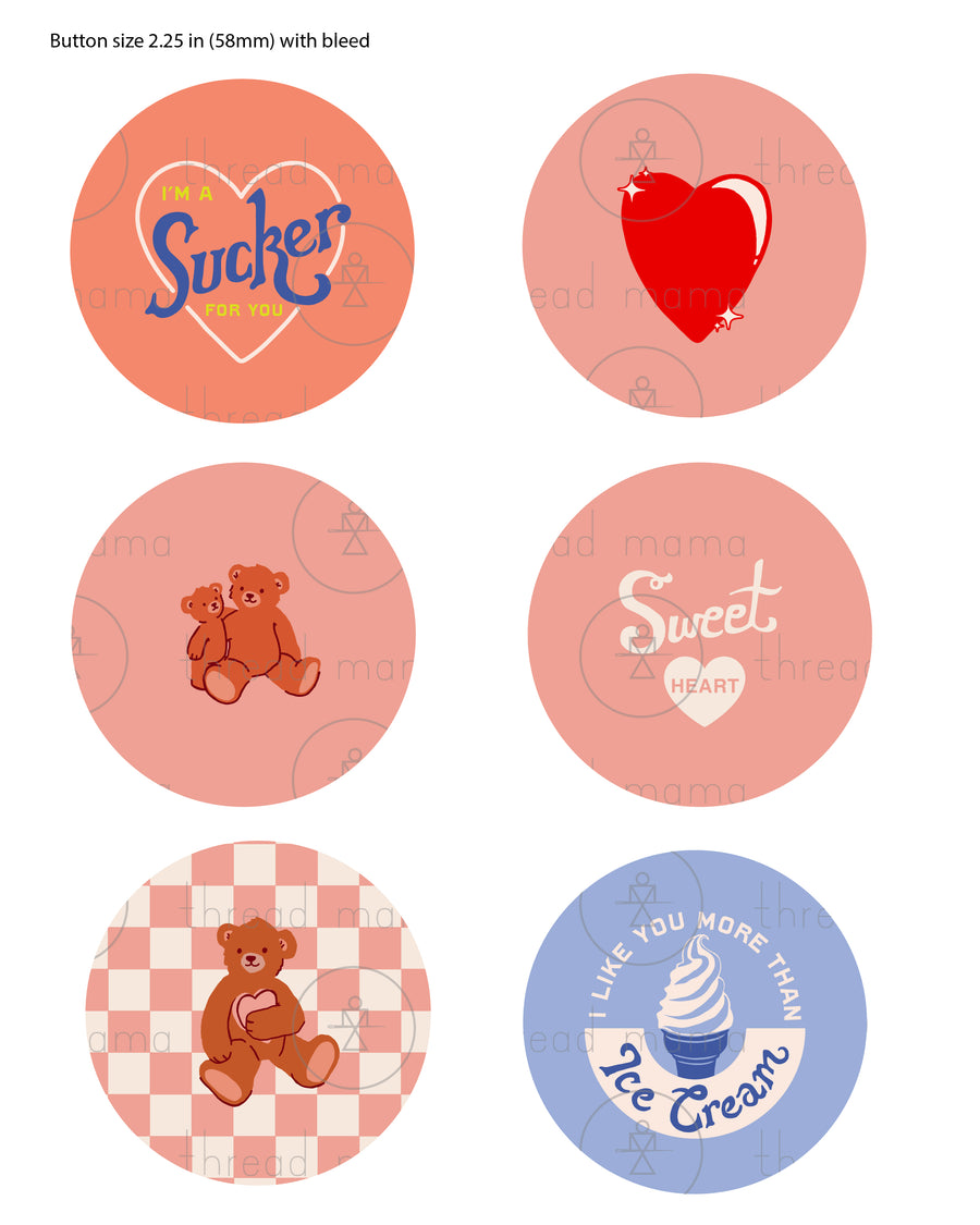 Valentine's Buttons and Flags Set - (Vol.4)