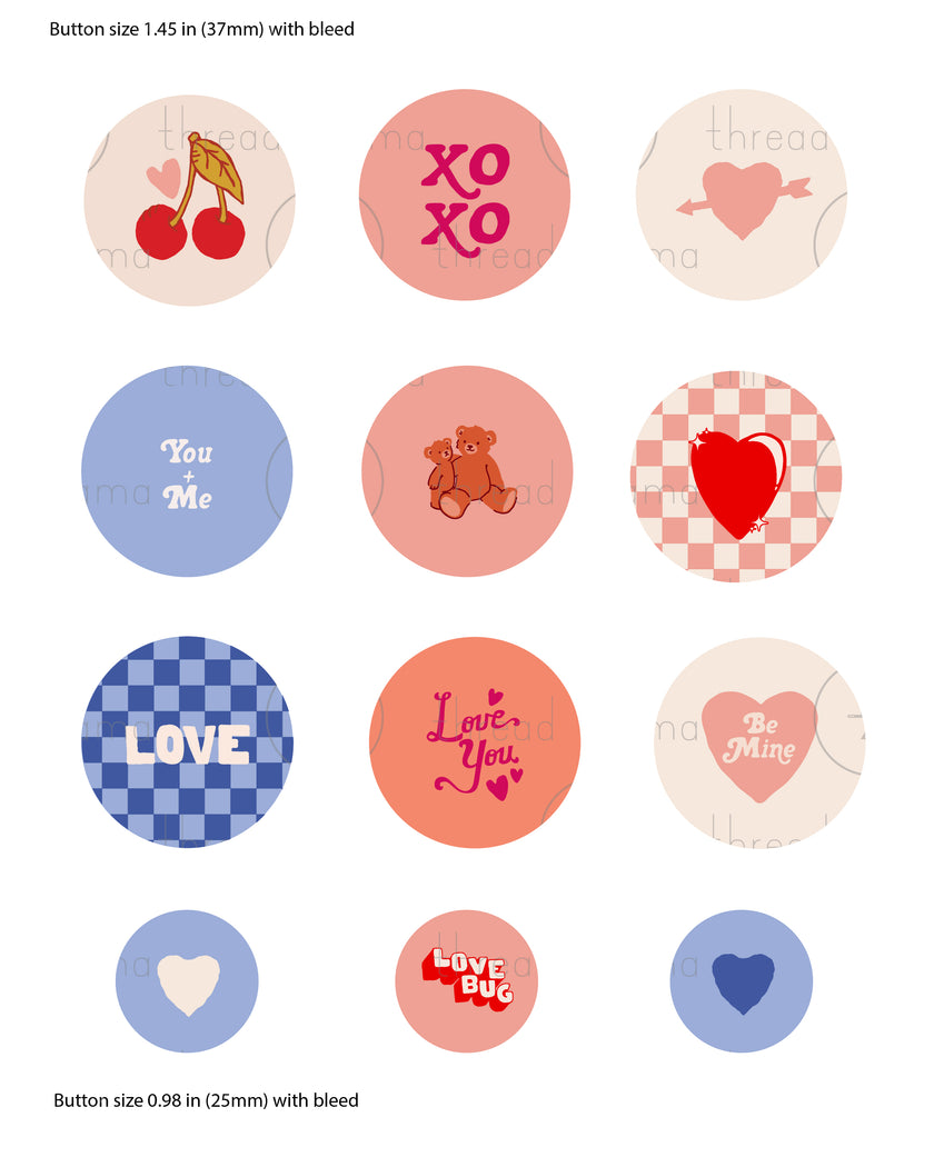 Valentine's Buttons and Flags Set - (Vol.4)