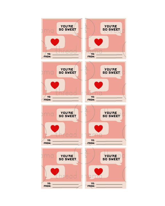 You're Doodles of Fun & Texting Hearts Valentine's Tags
